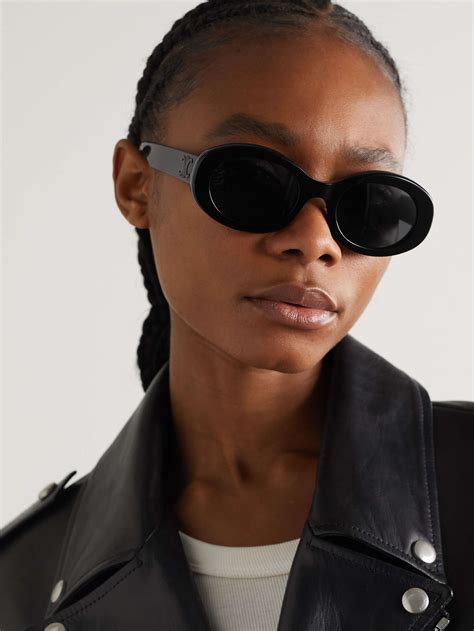 triomphe oval-frame acetate sunglasses|CELINE EYEWEAR Triomphe oval.